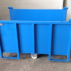 stackable trolley with sides, metal sheet platform and skids (2)