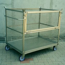 stackable wire mesh rack with handle sheet metal platform and folding sides