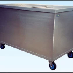 stainless steel platform trolley with sides and two compartments