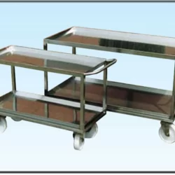 two stainless steel sheet shelves trolley with side