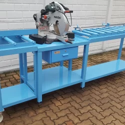 work-bench with cutter roller conveyor and wheels