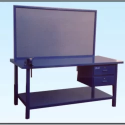 work-bench with drawers tool panel and vice